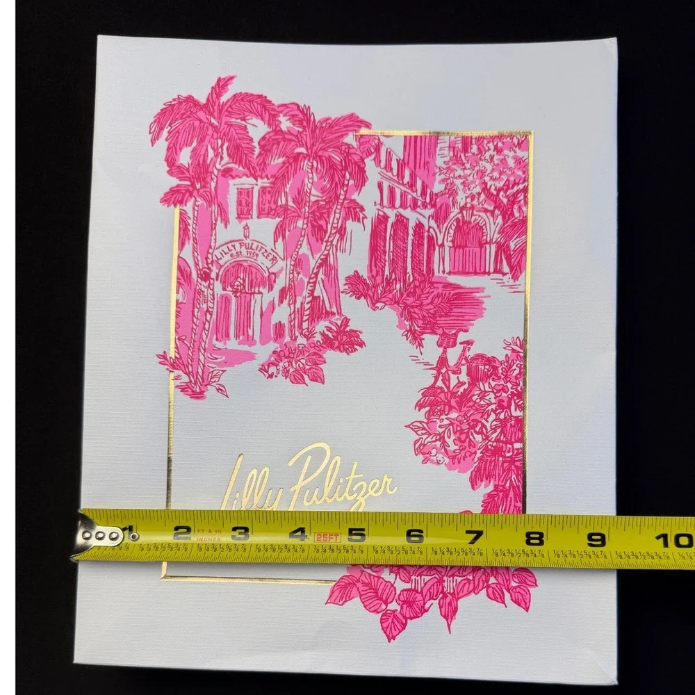 Lilly Pulitzer Pink Palm Gift Bag Set of 2 Small Med Boutique Tote Paper Resort